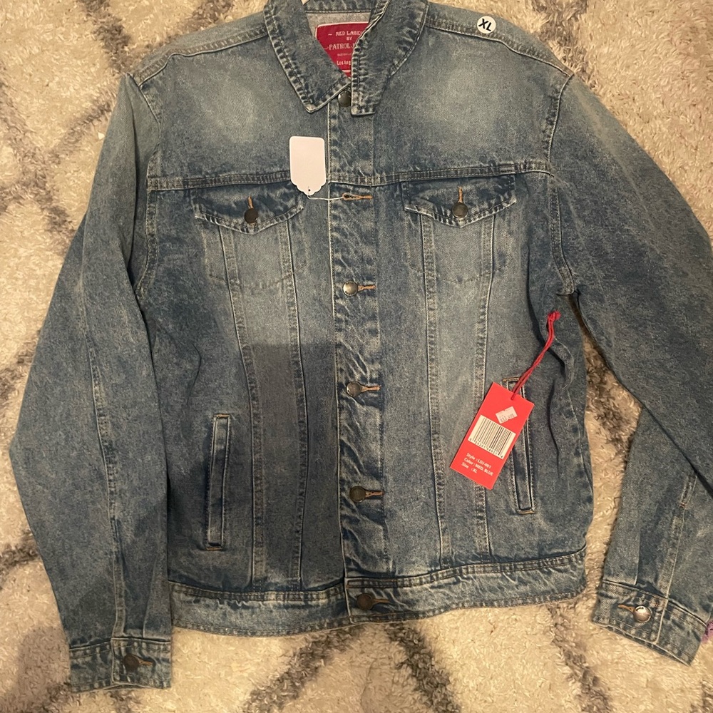 Blue Lightweight Denim Shirt Jacket with Contrast Stitching